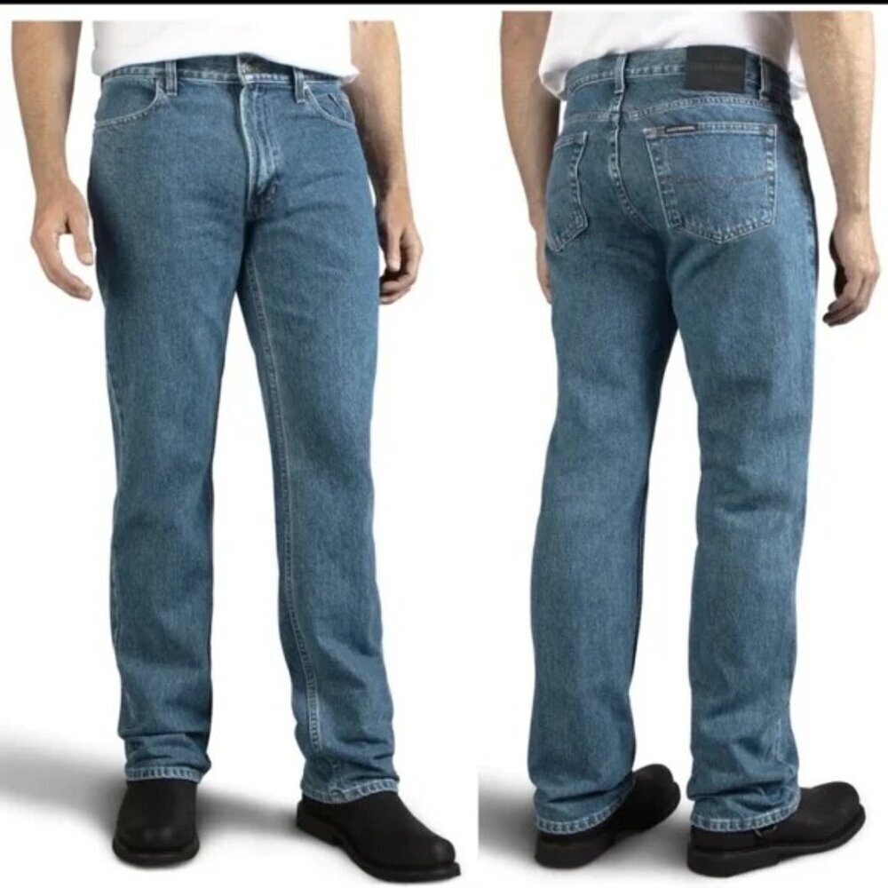 HARLEY-DAVIDSON SZ 36X32 Men's Straight-leg Medium wash 100% Cotton Biker Jeans